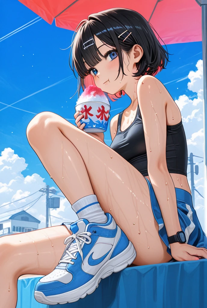 anime girl sitting on the ground with her legs crossed, beautiful anime girl squatting, seductive anime girl, the anime girl is crouching, (anime girl), Urban girl fan art, Beautiful seductive anime teen, Anime style 4K, anime girl, attractive anime girl, Anime style mixed with Fujifilm, by Shitao, beautiful anime girl, an anime girl