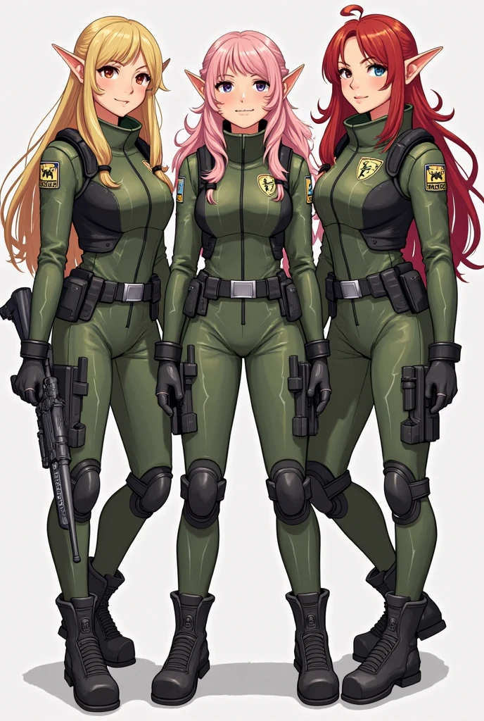 19-year-old Russian women, 2girls, lesbians, military, soldiers, fair skin, short blonde hair, dressed in a green minidress, clubbing outfit, leotard, sexy, apocalyptic wasteland, daytime, good lighting, desert, rusted hulks, 