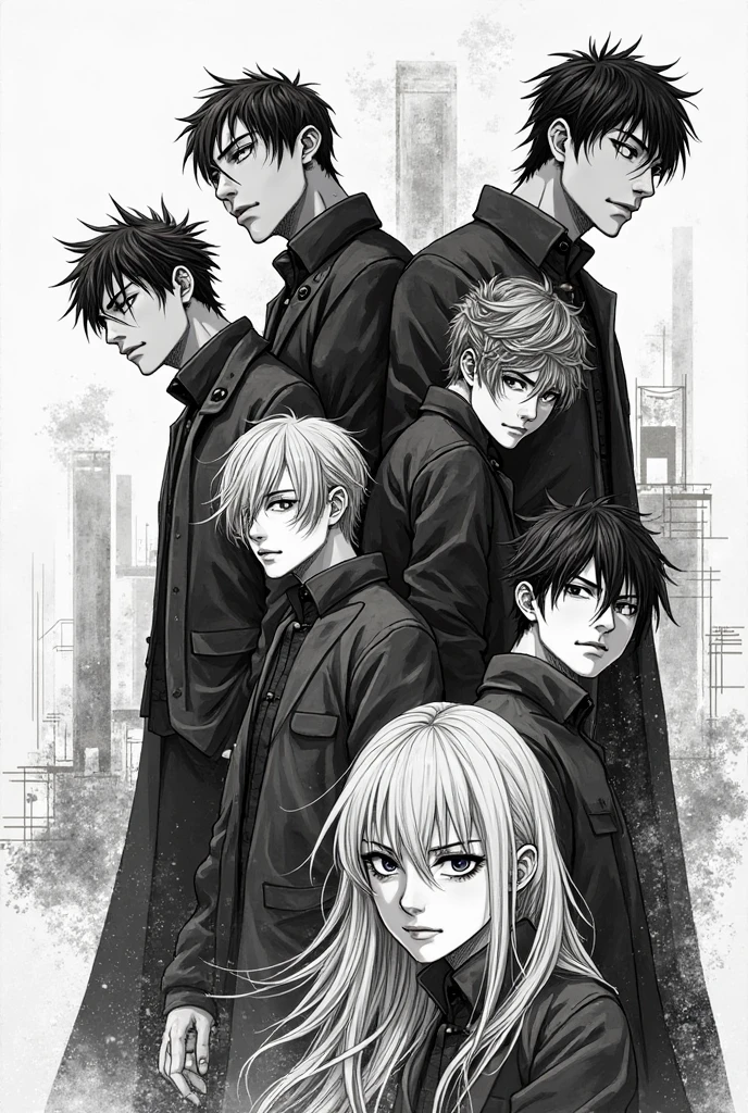 Man in Black Chain, adapted from Cheng Yanjun, Cai Xukun, Kim Do-young, Jung Yanjun, Zheng Yanchan, Urzan, Jung Jae-hyun, Hyung Tae, Bian Shoumin, Hong Jun Heng, Kanliu666; Short hair, slightly fluffy top, a few strands of hair sticking out of the ears, br...