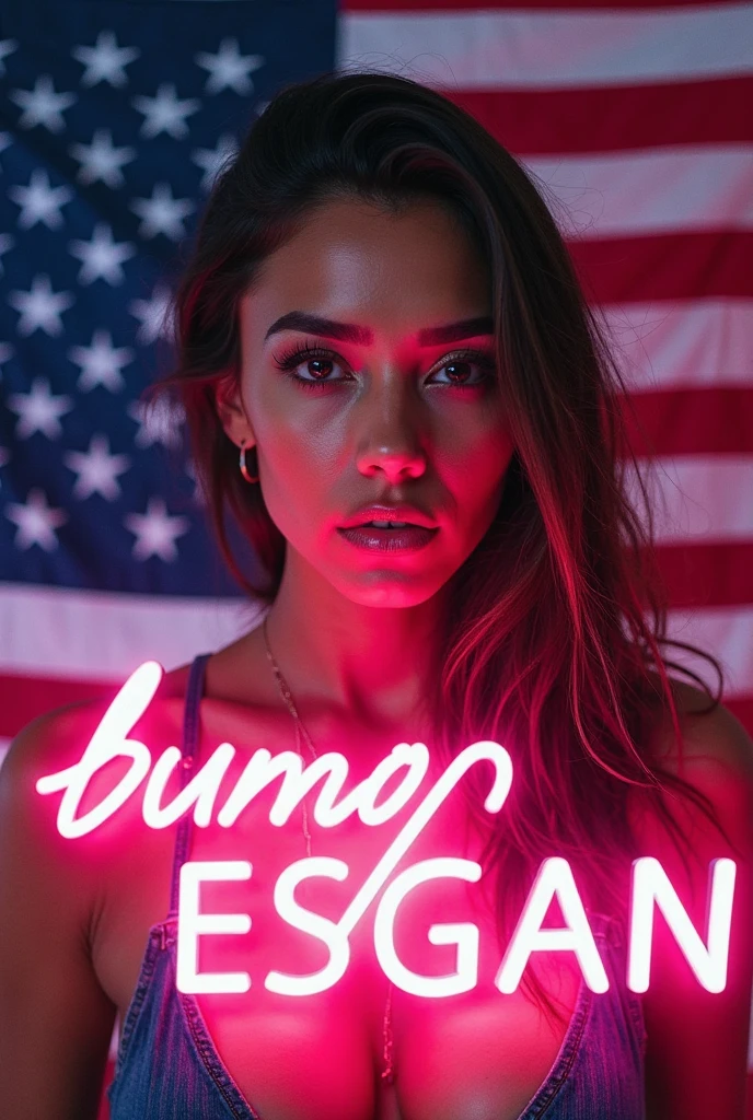 ((Teen magazine cover)), young woman, from the front, low angle:1.4, 18yo, provocative position, medium breast, perfect body, narrow waist, wide hips, thigh gap, exposed vagina, nude:1.4, dynamic pose, no panties, rock and roll, glamour makeup, graffiti