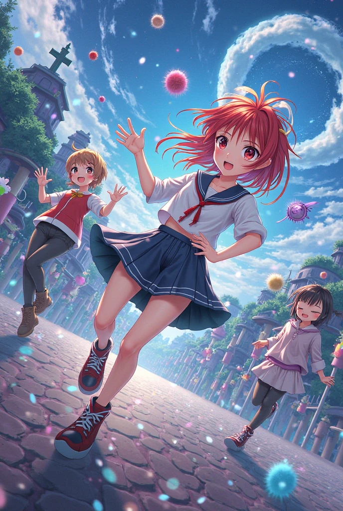 Very cute animated girls on skates with the letters AV on the bottom