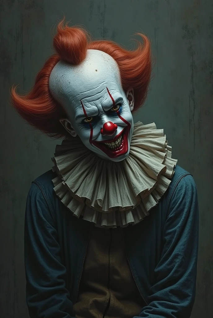 Clown au cheveu rouge qui fume