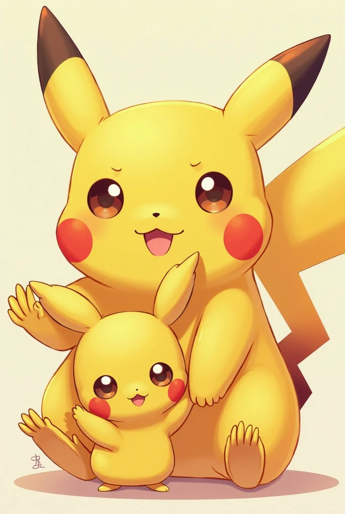 multiple_persona, pokemon \(creature\), Pikachu, Pichu, Raichu, pokemon_focus, sitting, smile, detailed character portrait, high quality, 8K, professional, illustration, dynamic lighting, vibrant colors, warm palette, whimsical, playful, expressive