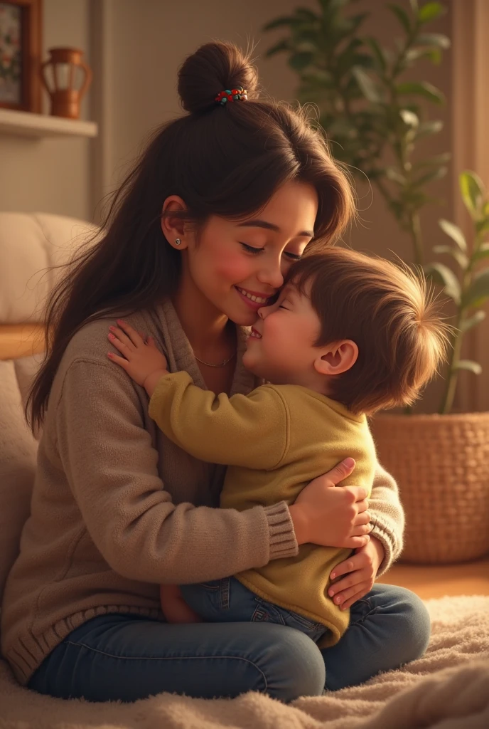 Create an image of someone practicing the Heimlich maneuver on a small child