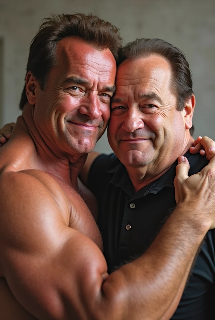Two sugar daddys over 45 yo, hug, hairy armpits, very muscular hairy furry chest using jockstraps bulge, sweaty, bdsm gears, harness, collar, chains