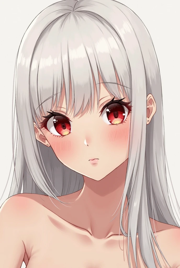 ((((1girl:1.5)))), white hair, red eyes, long hair, (collarbone:1.4), animation style,(2d, chibi, cute, cute, small , big eyes), skin color white, think about something, background/(in the room ,modern girl's room, bed, Soft mood lighting), ((((rose)))), (Bamboo Spear)