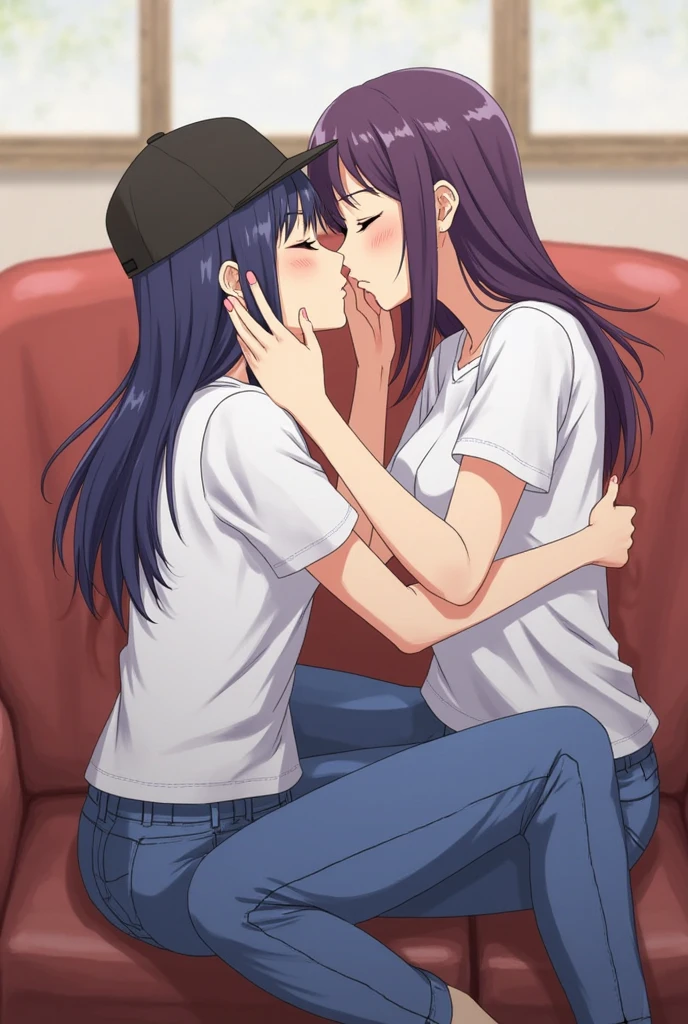 Spread pussy, naked, yuri, kissing, masturbation, cum in pussy