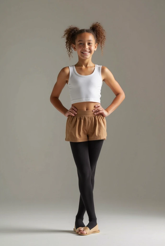 9 year old black girl, tank top, miniskirt, fishnet stockings