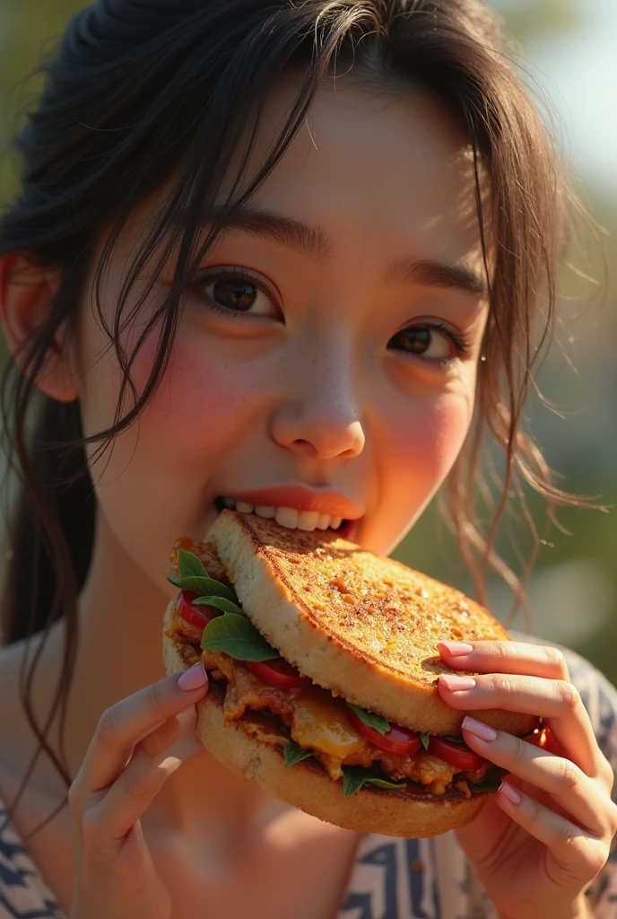Girl eating sandwich