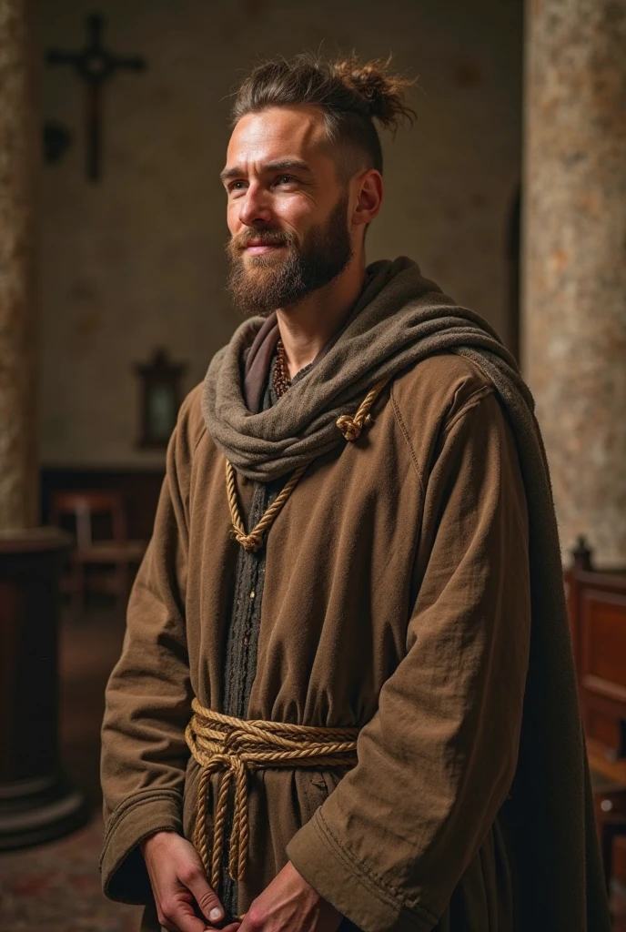A sexy man, 15th centuries ,wearing old and worn-out peasant clothes, handsome face, mediaeval period,black hair , homoerotic, , looking at camera, seductively