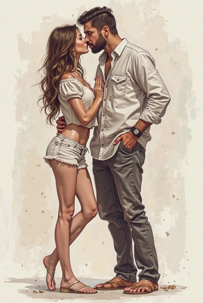A muscular man, seductive and virile, dressed in casual style, and sexy girls on their knees begging him by pulling the man's clothes with an air of excitement, the girls are dressed normally, the man pays no attention to them and minds his own business.
