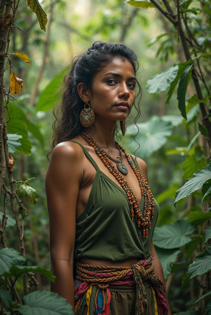 22 year old Colombian girl, realistic 4k, in the forest