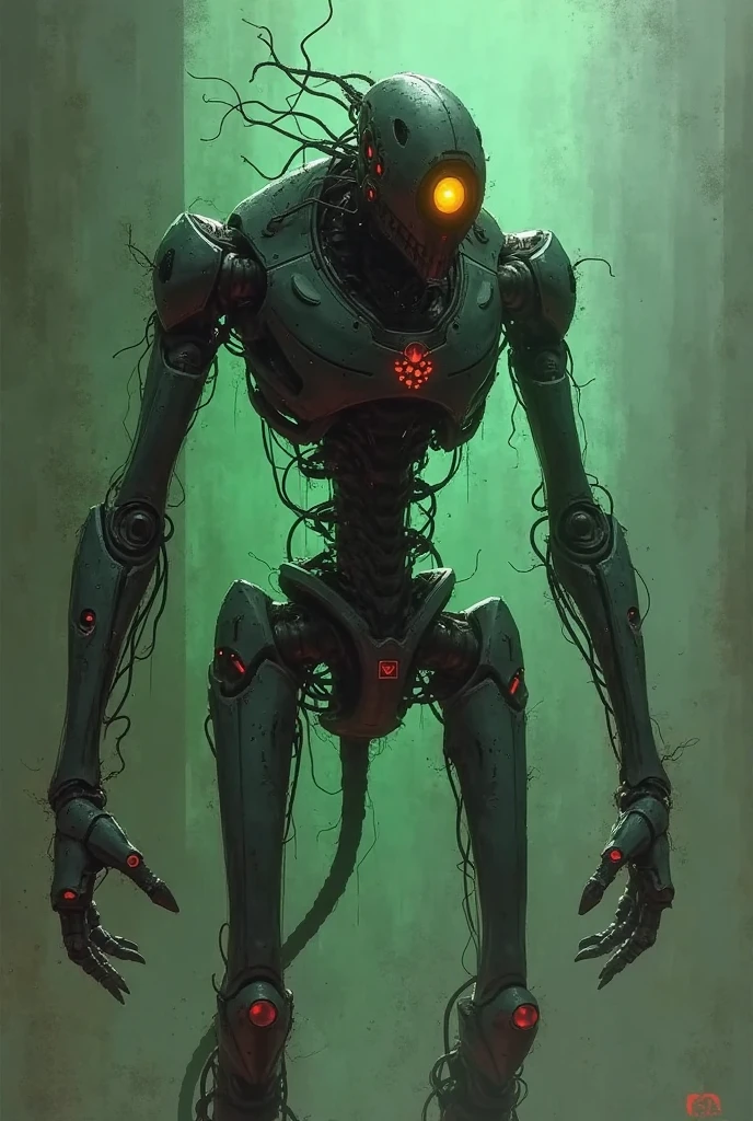 weird stuff, spooky scary skeletons, bones, mecha, cables, futuristic, red glowing eyes, horror, masterpiece, best quality, absurdres