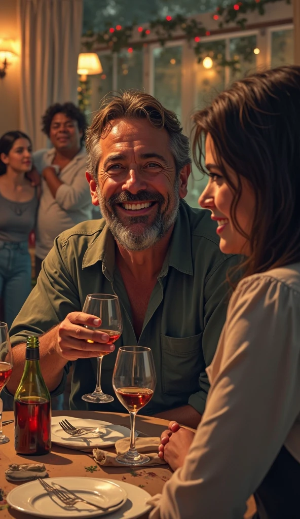 People of various ethnicities toasting, homens e mulheres, Teacher's Day Commemoration, fraternization of teachers, festa, durante a noite, imagem ultrarrealista, altamente detalhado, foco nítido.