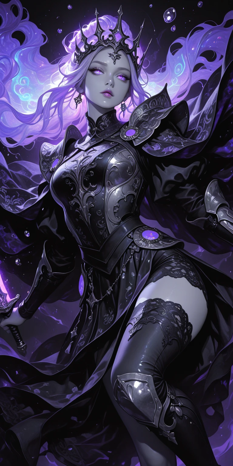 ((((masterpiece, highest quality, Super detailed, very_expensive_solve, big_file size, Full Color)))), ((((Modern stressful society)))), abstract illustration, CG, Dark worldview, Fantasy World, Big black vortex, darkness魔法, Wizard, (darkness), Magical Vortex, ((Purple Magic)), Gothic Girl Costume,