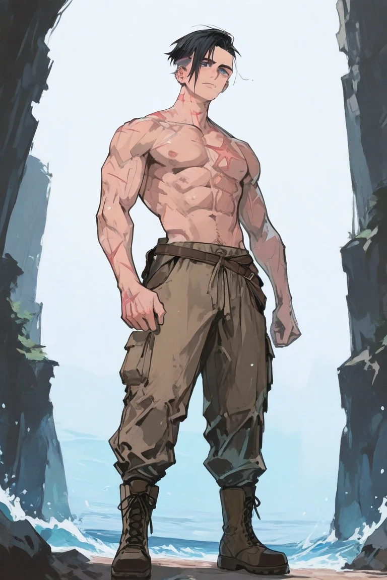 popovich, solo, serious look, short hair, blonde hair, 1boy, thick eyebrows, SLE <lora:popovich-20:0.5>
solo, 1boy, male focus, boots, muscular, fire, pectorals, muscular male, topless male,