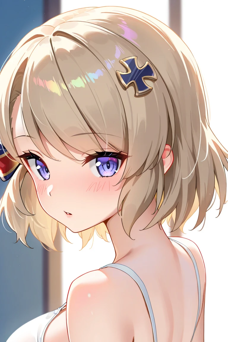 (masterpiece:1.2), (highest quality:1.2), perfect eyes, perfect face, perfect lighting, middle ages, prison, 1 girl, clear blonde ((((((hair over one eye)))))), Braid Styles, spiked hair, blunt bangs, bob hair, a braid, Ahoge red eyes, ((((nude)))), cute eyes, medium breast, , vivid description, ((abedium breast, ((from above)), ((front)), Vivid depiction, ahegao, closed mouth, Are standing (tooth), ((looking up:1.2))), (face close up:1.4), smile