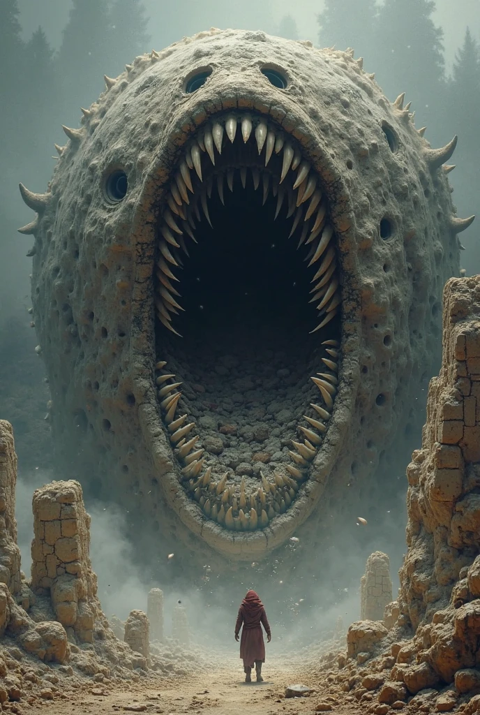 a massive underground worm creature with huge sharp teeth, wriggling beneath the KLCC towers, detailed anatomy, extremely realistic, highly detailed, dark moody atmosphere, dramatic lighting, cinematic, masterpiece