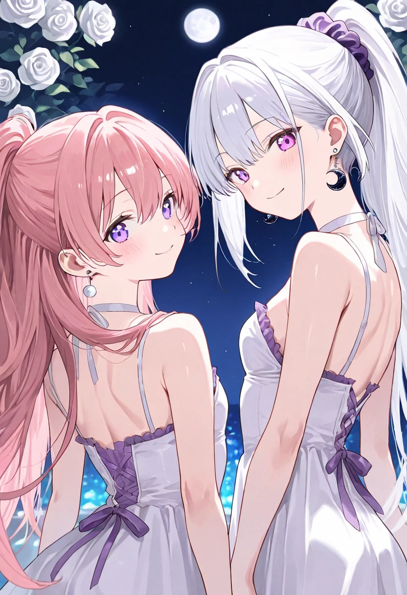 Yuri couple, girl x girl, fantasy, yandere girl and innocent girl, Flirting, blushing 