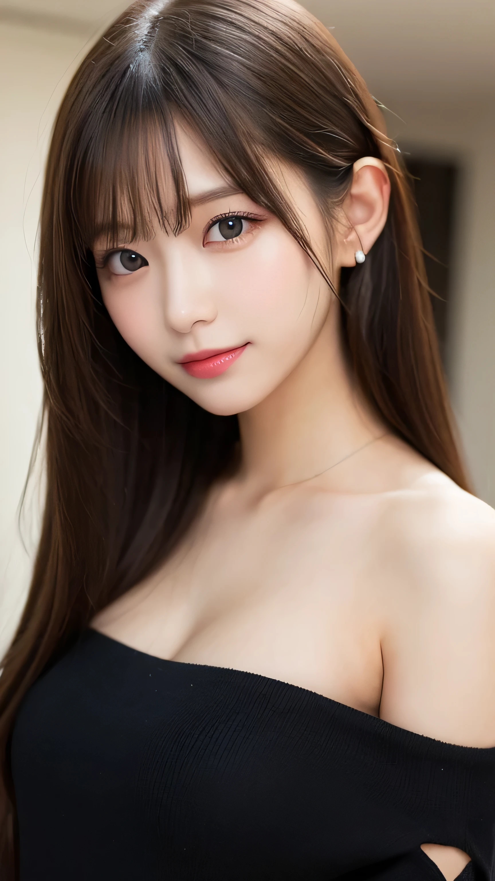 (highest quality,masterpiece:1.3,超A high resolution,),(Ultra-detailed,Caustics),(Photorealistic:1.4,RAW shooting,)Ultra-Realistic Capture,Very detailed,High resolution 16K human skin closeup。 The skin texture is natural、,Pores、It must be detailed enough to be easily identifiable.。 Skin should look healthy and have an even tone。 Use natural light and color,restaurant,Deep V-neck waitress uniform,1 girl,Japanese,18-year-old,cute,Black-haired,Mid-length hair,(Large Breasts:1.2),smile,Turn your body forward,(View from the front:1.2),Looking into the camera,Bust up shot:1.1,focused on the chest:1.1,Chest close-up:1.1