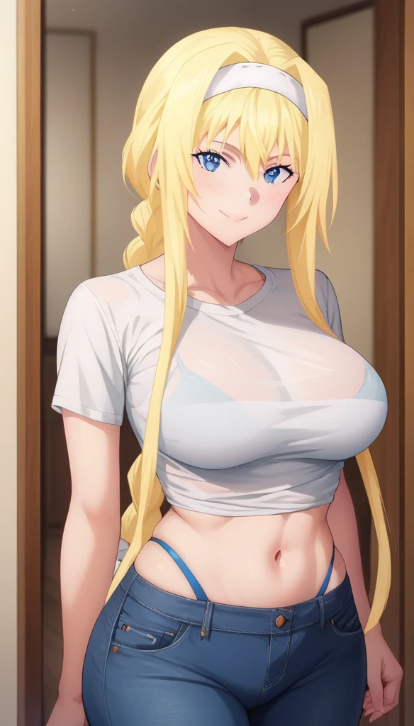 Masterpiece, Best Quality, Beautiful Girl, Blonde, Dark Skin, Belly, Sleeveless Shirt,