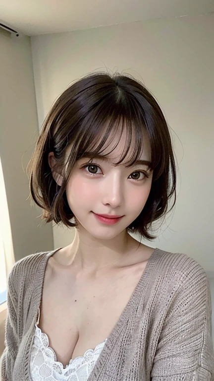 Cute 21 year old Japanese、University、Large classroom、Barely、Super detailed face、Eye for detail、double eyelid、Beautiful thin nose、Sharp Focus:1.2、Beauty:1.4、(Light Brown Hair、Short Hair、Highest quality、Illumination、masterpiece、Ultra-high resolution、(Photorealistic:1.4)、Colorful spring clothes、
