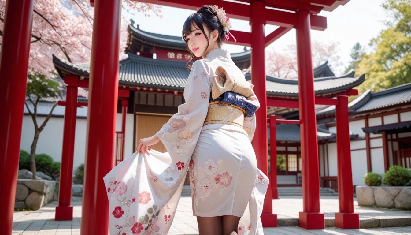 japanese girl wearing kimono with big and big ass