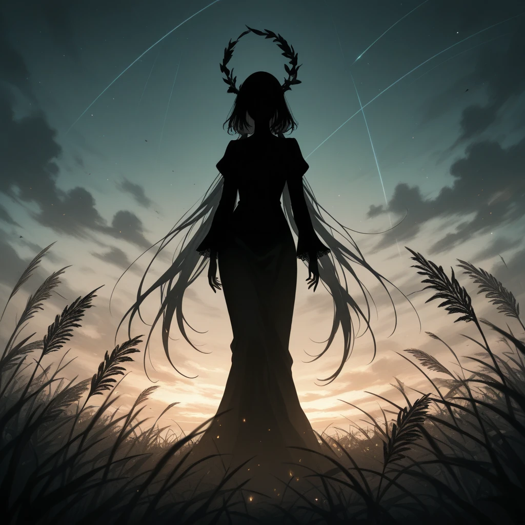 A shadow of girls playing in the filed