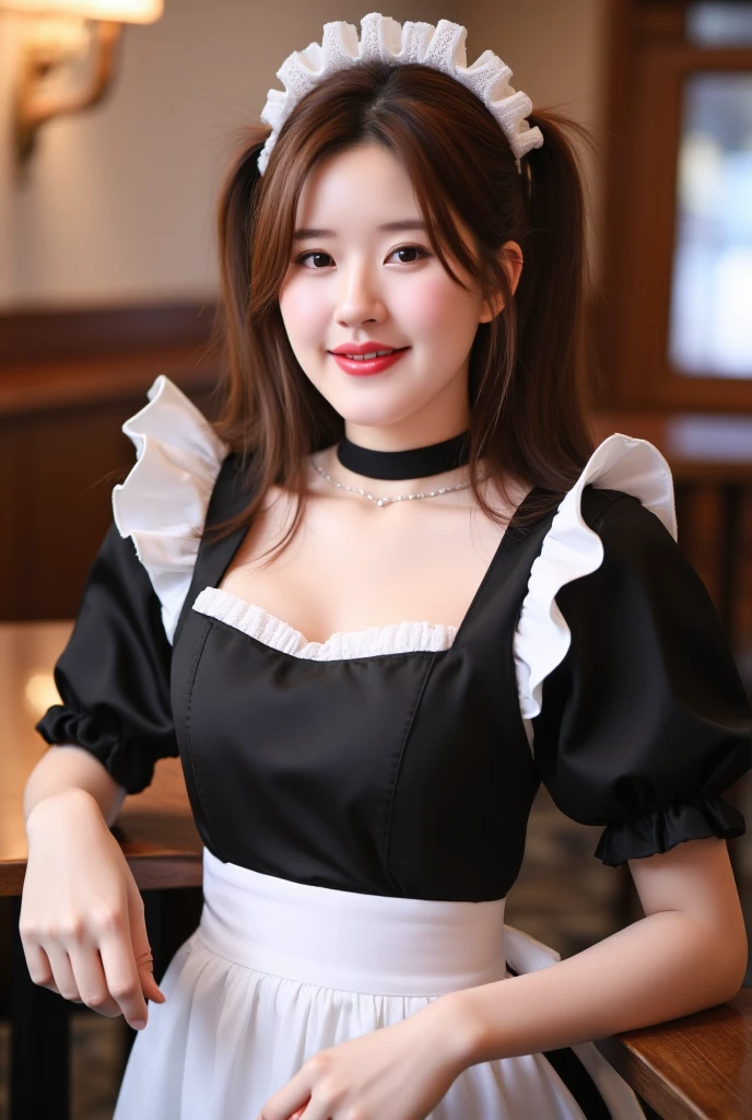 (((medium hair))), highest quality, 8k, nffsw, High resolution, absurd:1.2, photograph, (RAWphotograph:1.2), (Photoreal:1.4), (masterpiece:1.3), 1 girl, alone, japanese girl, delicate and beautiful details, (detailed eye), (detailed facial features), (highest quality:1.4), (超A High resolution:1.2), (highly detailed diagram), (lip gloss、highest quality、超A High resolution、1 girl、alone、Nogizaka 私dol、fiery idol pose、maid Cafe、Various poses are cute、girl、best smile,laughter、Maid clothes of various colors、lace ruffles、