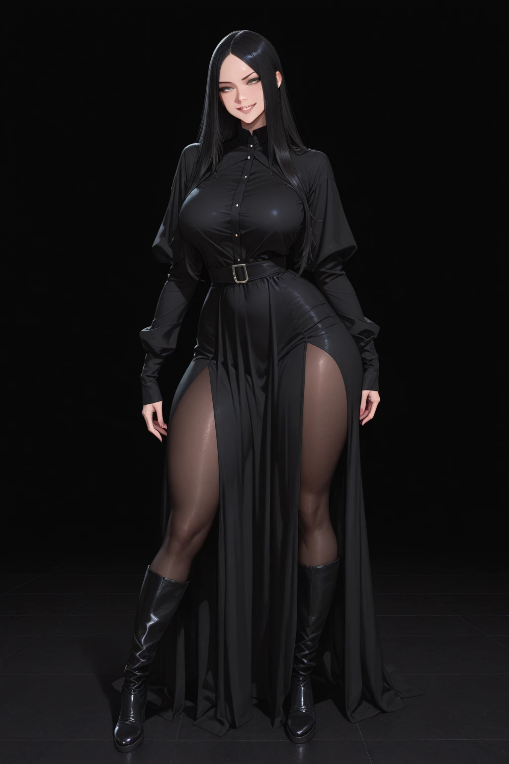 (3/4 view:1.4) 1 Same Girl , Perfect Beautiful , mature Face , ((korean woman)), Korean 18 Years Old , ((extra long Hair)) , ((Black Gothic Nun Dress)), ((long dress)),Athletic Body , ((gigantic breasts:1.6)) Extreme Detailed Portrait With Bokeh Effect , Realistic Lighting ,(long latex dress)Night Street View , Dark Vibe , (bubble butt:1.4) Crowd , Gothic Makeup , Gothic Tattoo , Posing Like a Model , Look at Viewer, ((puffy lips:1.3)), cool lighting, blue street lamp light((sunset ambiance light:0.8))