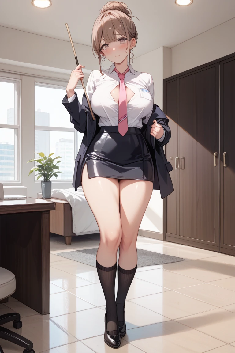 One girl, Magical girl, Pantiesー,Skirt Lift,((Under the skirt)),((Panty shot)),(黄色いPanties),((Small Pantiesー)),(((See-through Pantiesー))),(((Black Pantyhose))),白いレースのPantiesー, ,Are crying,Anguished expression、Embarrassed look,8k,Realistic、Anime illustration,CG、masterpiece, highest quality, 1 girl, alone, Large Breasts, short hair, Black Hair, Pink Eyes, office staff suit, Jacket, Pencil Skirt, Pantiesー under Black Pantyhose, (Skirt flip:1.1), (show off Pantiesー:1.1), Embarrassing, office,((リアルな質感のPanties)),((RealisticなPanties)),((ぴったり張り付いているPanties)),((Panties)),((透け透けPanties))