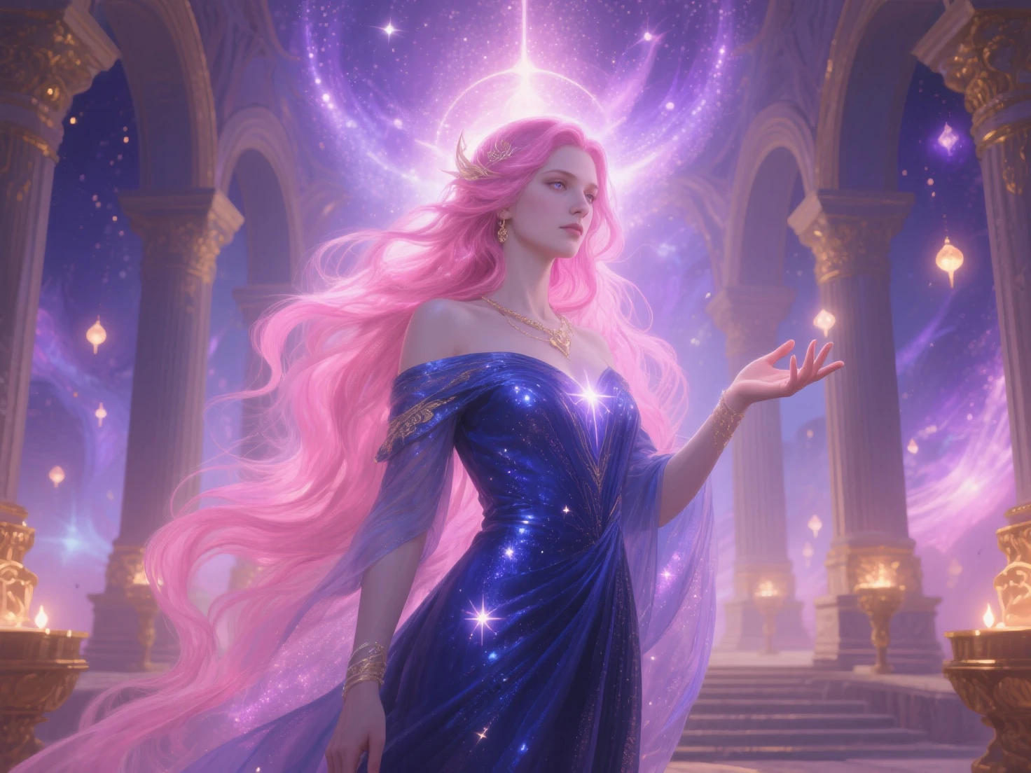(best quality,4k,8k,highres,masterpiece:1.2), ultra-detailed, (realistic,photorealistic,photo-realistic:1.37),((Highly detailed CG Unity 8k wallpaper)), A breathtakingly beautiful female humanoid unicorn, elegant and ethereal, long flowing hair with a shimmering unicorn horn, porcelain skin, striking eyes, delicate features, wearing a flowing iridescent gown, standing in a magical fantasy landscape with glowing mist, dramatic lighting, vivid colors, fantasy art, digital painting