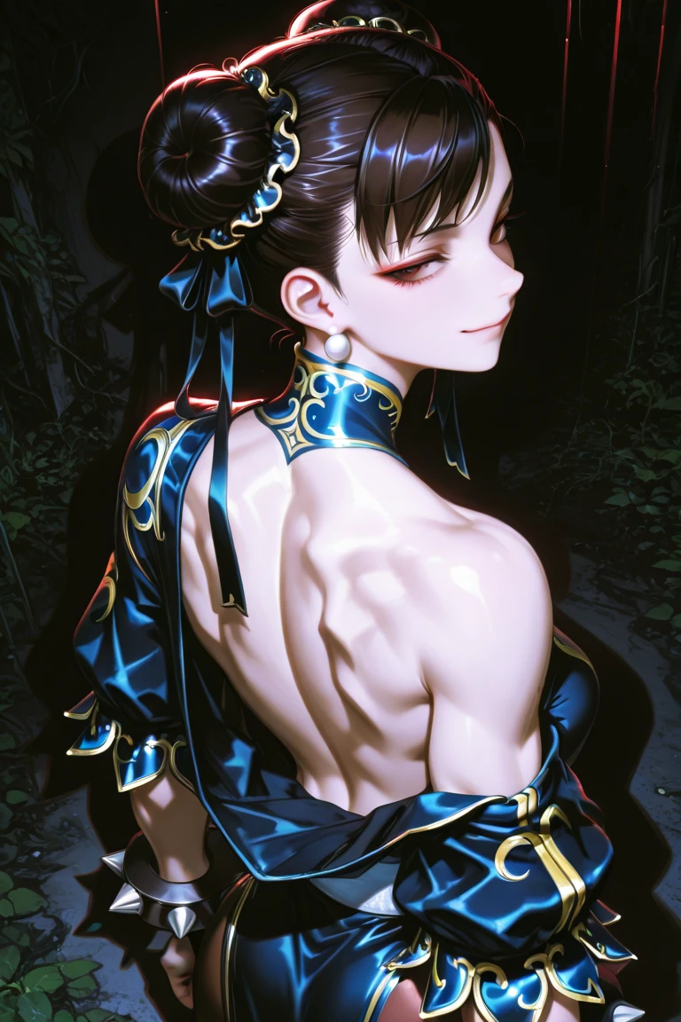 score_9, score_8_up, score_7_up, score_6_up, uncensored, SayoLOR, tattoo on body, black hair, hair stick, single hair bun, black eyes, BREAK detailed eyes, perfect face, anatomically correct, detailed skin texture, (blush:0.5), (goosebumps:0.5), subsurface scattering, Anime Style, Manga Style, Hand drawn, cinematic, Sharp focus, humorous illustration, big depth of field, Masterpiece, concept art, trending on artstation, Vivid colors, Simplified style, trending on ArtStation, trending on CGSociety, Intricate, Vibrant colors, Soft Shading, Simplistic Features, Sharp Angles, Playful, excessive sweating, sweating profusely, sweating drop BREAK, abandoned building, dark room, 1girl, solo, snake, jewelry, smirk, key, bare shoulders, necklace, off shoulder, upper teeth only, shaded face, hollow eyes, glow effect, bokeh,