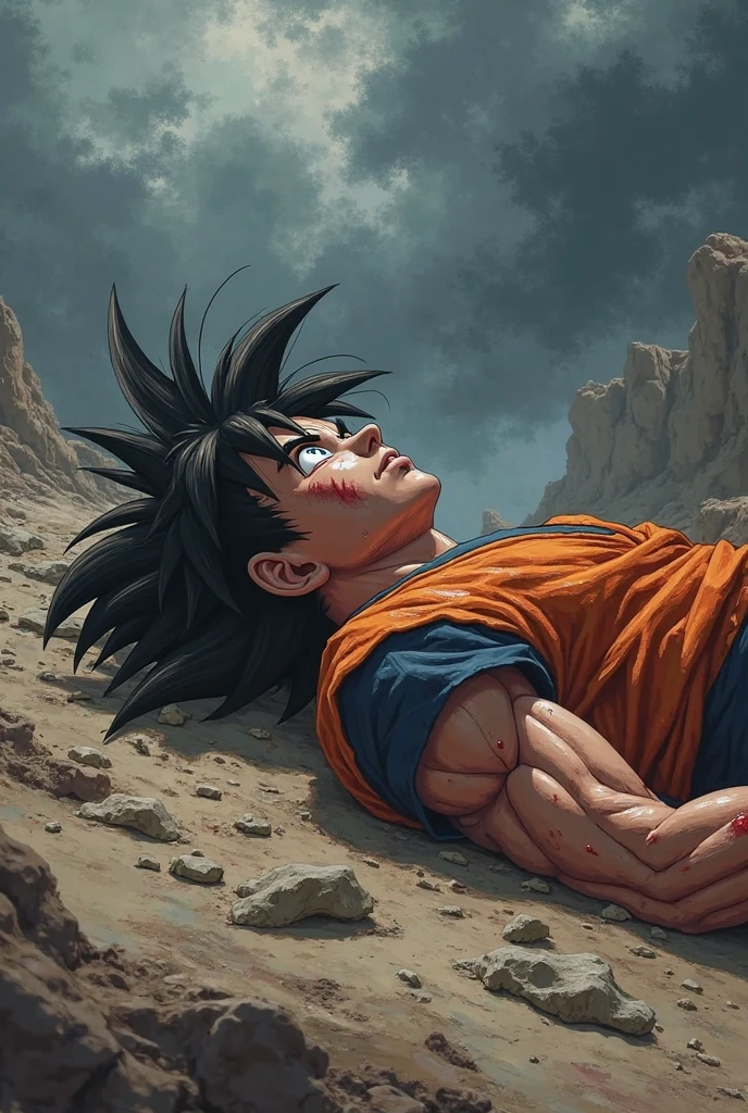 With the style of the old dragon ball, creates the scenario where Yamcha falls wounded but without Yamcha