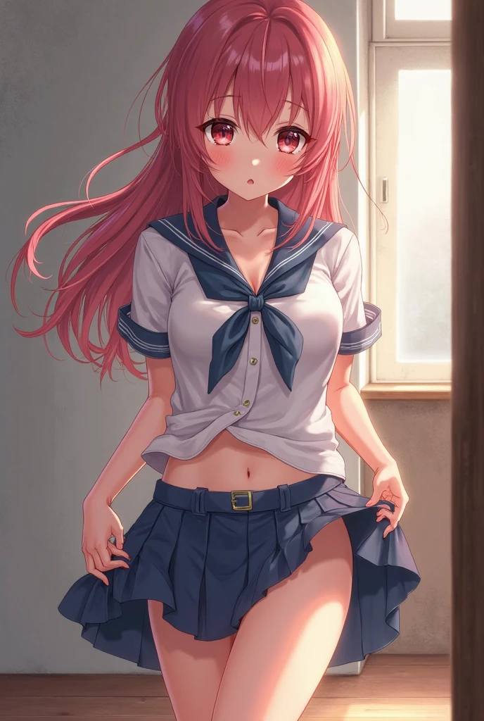 1个Giant Breast Girl,Alone,Perspective on Zefuku, Crop top overhang, gigantic cleavage breasts, underbust, Micro shorts, cow boy shot, Naked arms, short- sleeved, Put your arms by your sides, leges,((Tandine,,