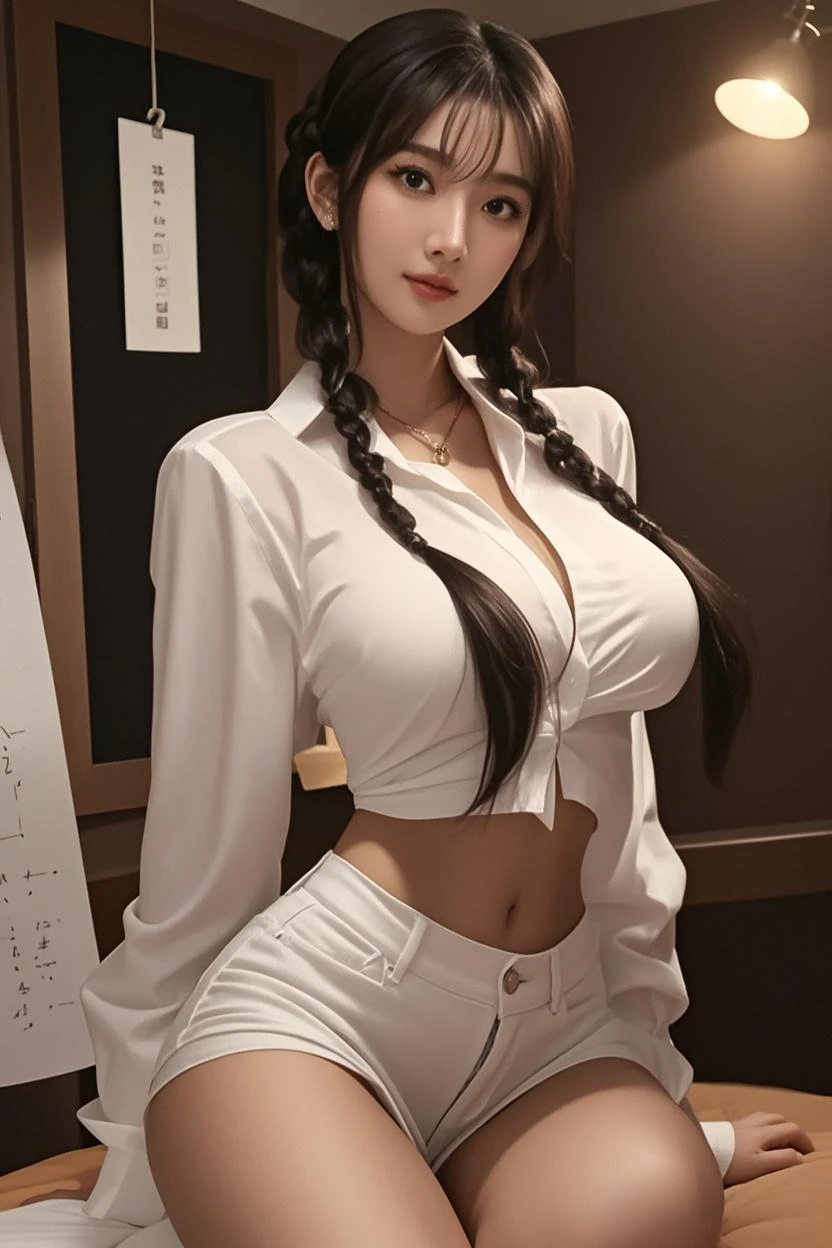 photorealistic, high resolution, 1 girl, sexy in black suite, hips_up, hips up, beautiful eyes, look at viewer, detailed face, long hair, library, look at viewer, (((Do not hide the lower body))),Wide open crotch:1.3