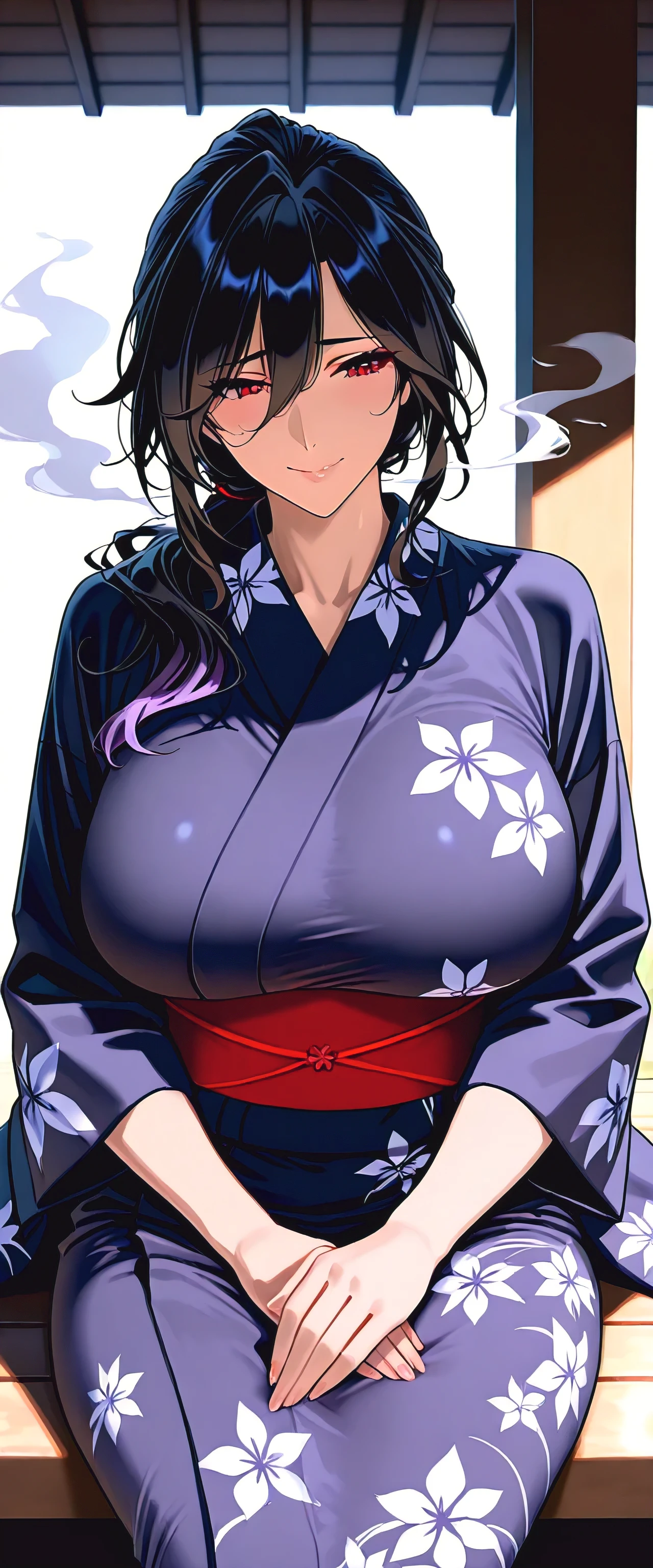 a cartoon picture of a woman in a kimono outfit, revealing clothes, oppai, (sfw) safe for work, in a kimono, hinata hyuga, in kimono, shikamimi, seductive anime girl, inspired by Nishikawa Sukenobu, inspired by Kusumi Morikage, beautiful alluring anime woman, with a large breasts