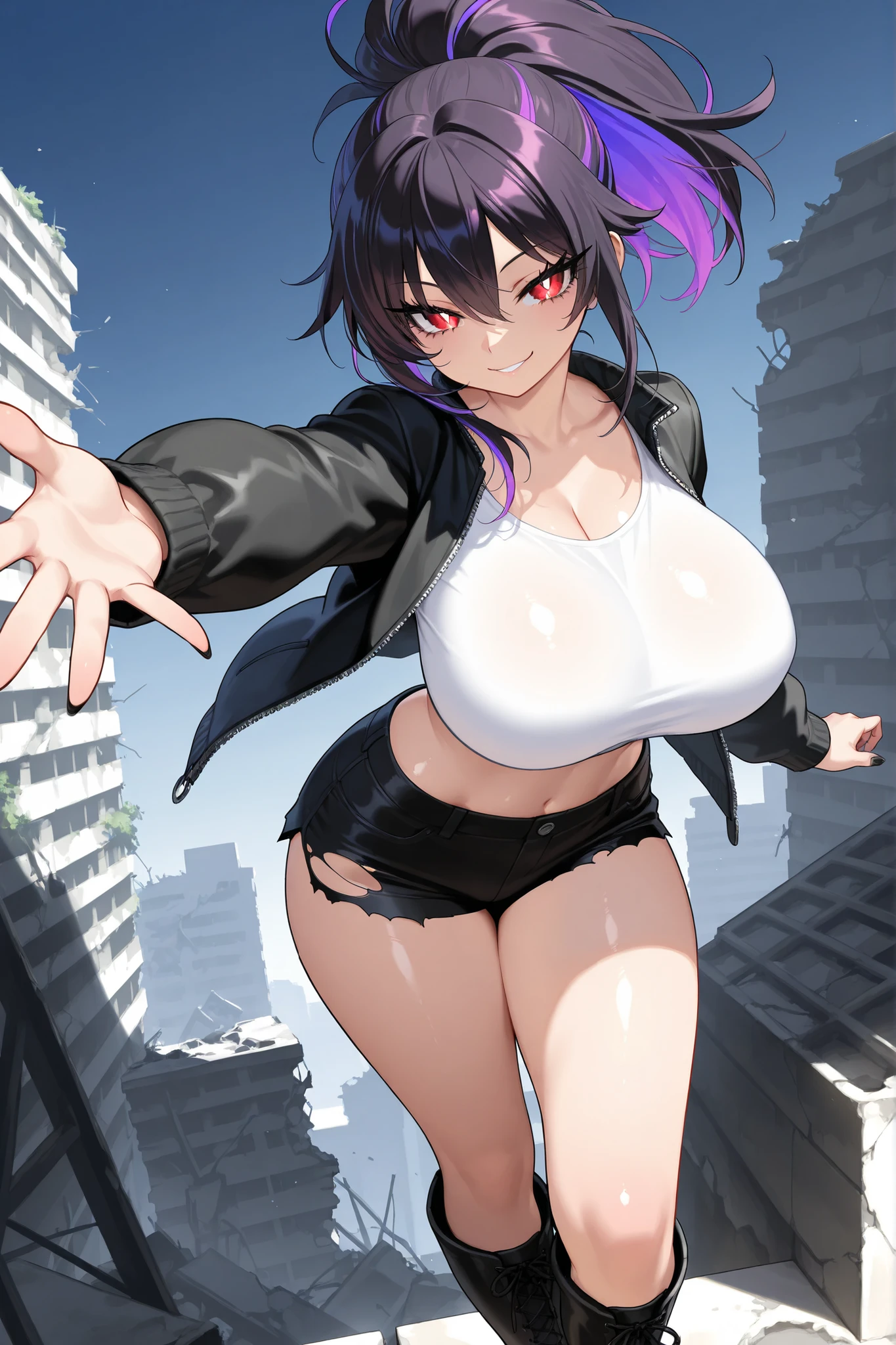 (5fingers, one hand peace:1.8), (morning, crossing, neighborhood, schoolway :1.4), high resolution, extremely detailed CG, unity 8k wallpaper, super detailed skin, perfect anatomy, detailed, cinematic lighting, dynamic lighting, beautiful detailed eyes, black short hair, (smile:1.2)、(looking at viewer:1.8), (gigantic breasts:1.4)、 (sailor uniform bikini), (gleaming skin:1.2)、
(arms behind back, walking:1.3),