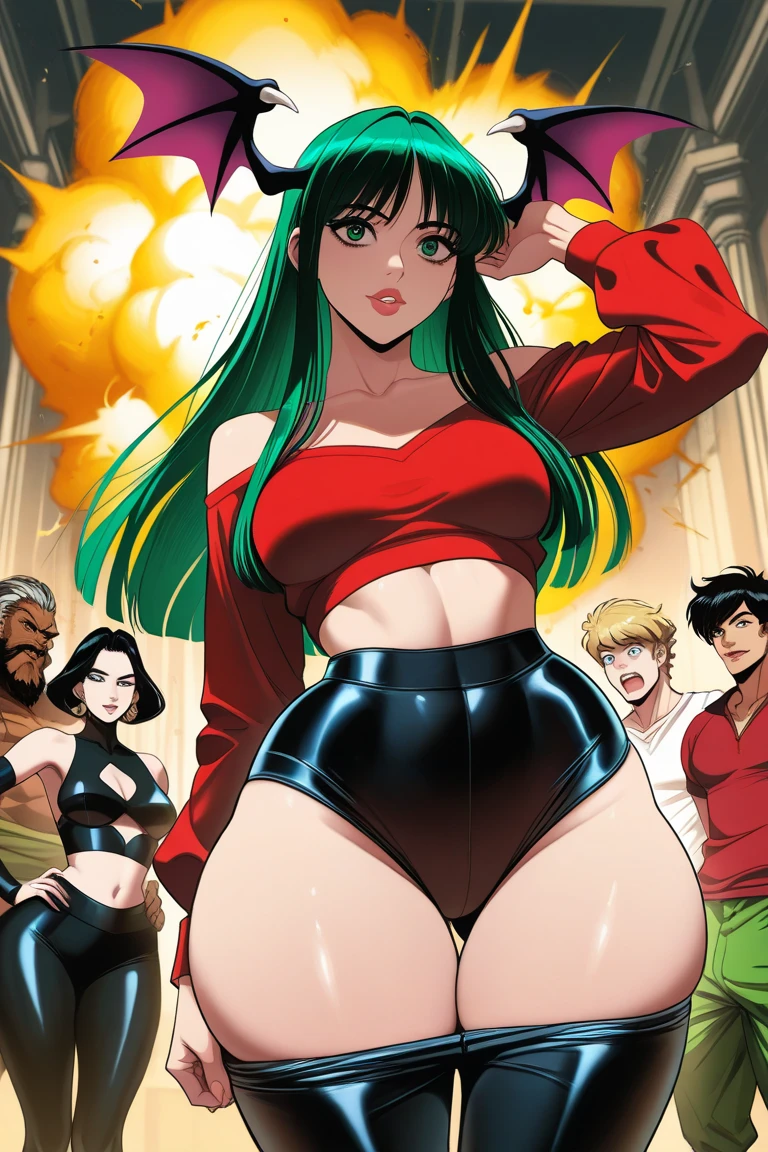 Sarada uchiha in a sexy bikini standing with 5 black male ,big breast