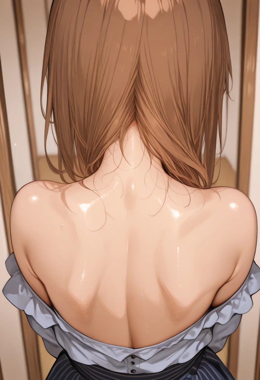 ((masterpiece, best quality, ultra detailed, extremely detailed)), (extremely detailed CG unity 8k wallpaper), ultra realistic, ultra detailed eyes and face, dutch angle, nsfw, 1girl, solo, an extremely cute and beautiful young girl, large breasts, (short hair) and (brown hair) and (brown eyes), Brown Eyes, Double eyelids Eyes, blush, open mouth, tears, saliva, revealing clothes,(intercourse with a man:1.5), nsfw,1boy,1girl,(boy kneeling behind girl:1.1),bare back,from behind, hetero,(1boy,penis,missionary sex:1.3),(top down bottom up:1.5),(intense sex to intense hips shake and intense thrust:1.4),alluring move, exposed sex drive,on the bed