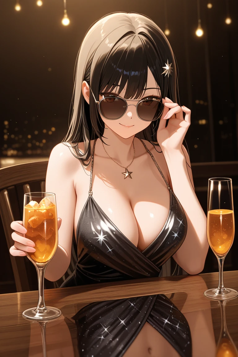 best quality, ultra-detailed, illustration,
sc1, scenery, night, lights, indoors, light, neon lights, couch, table,
1girl、Night dress, drinking glass, (((Big Breasts))), Large red velvet sofa、Sexy beauty
(((Golden lighting)))、(Sharp Eyes、Brown Skin:1.5)