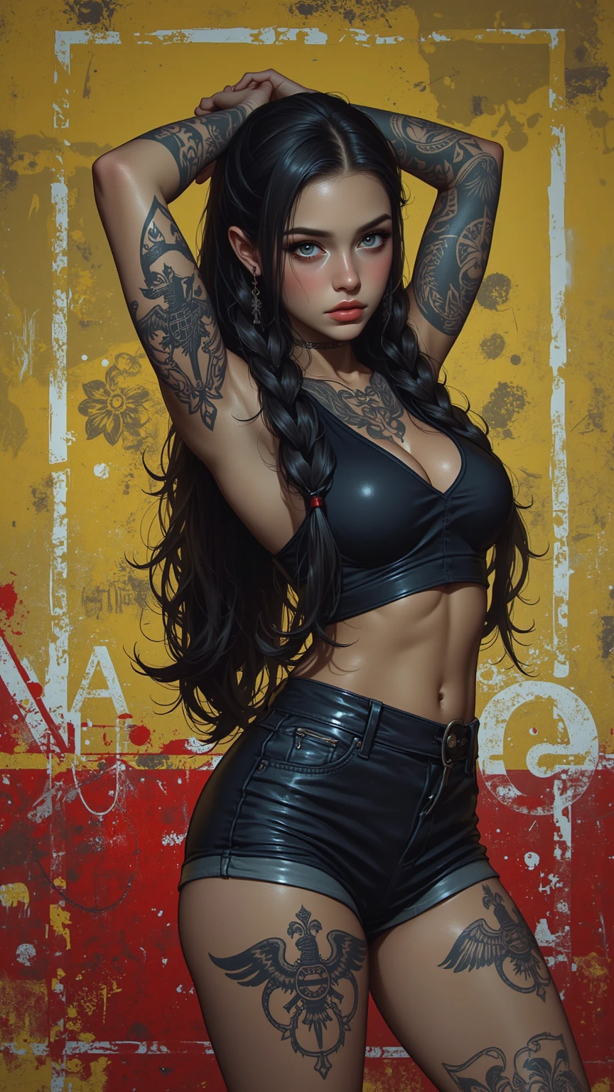 Beautiful girl, slim fit body, tank top, tattooed bodey ,