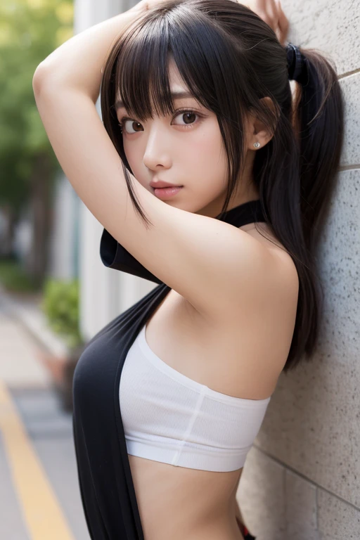 One person, solo, Long Hair, Side Ponytail, Large Breasts, Sweat,puppet master, Control a cool puppet, Skin-friendly clothing,Puppet, anime, character,