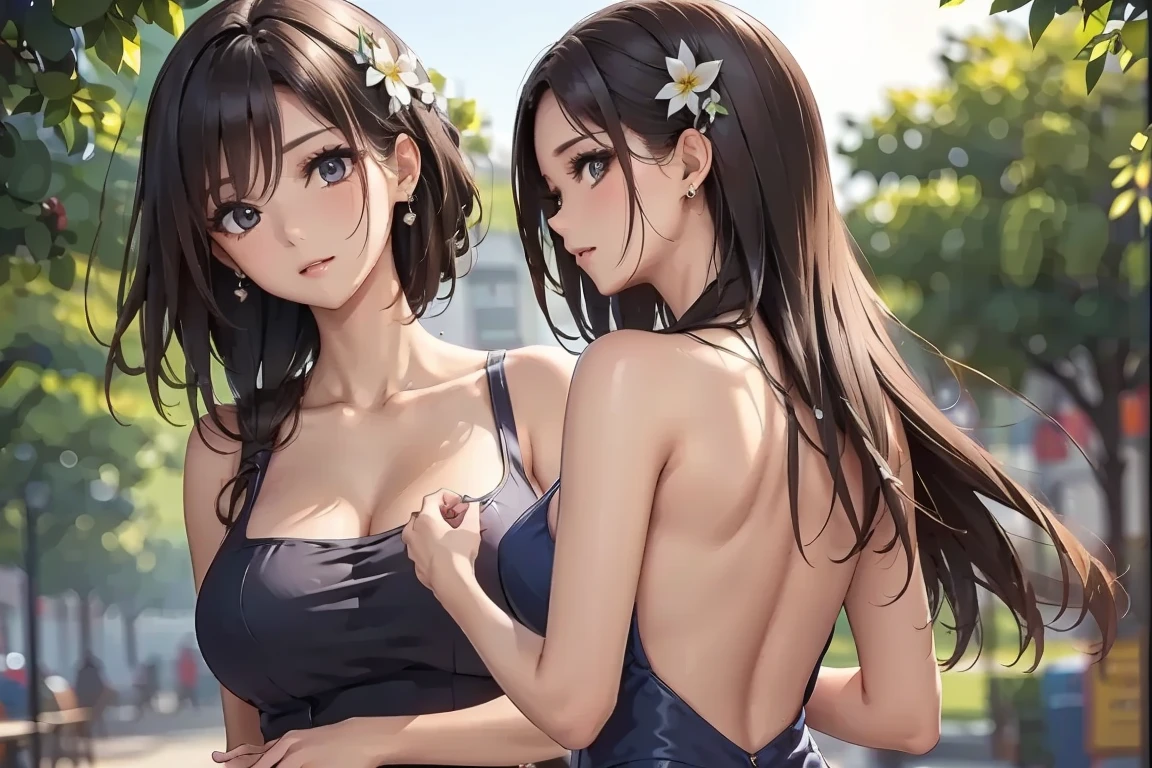 (masterpiece:1.2, highest quality), (realistic, photorealistic:1.4), ((topless:1.8,full nude:1.8)),beautiful illustrations, (natural side lighting, movie lighting),
looking at the viewer, ((2 girls:1.7)),((Black-haired beauty and blonde beauty)), Japanese, perfect face, Cute symmetrical face, shiny skin, baby face, invite,Seduce,
(long hair, straight hair, sideburns), flowing bangs, Idol'chest, seductive thighs, big ass), earrings,
beautiful hair, beautiful face, fine and beautiful eyes, beautiful clavicle, beautiful body, 美しいchest, beautiful thighs, beautiful feet, beautiful fingers, toes)), perfect body beauty:1.4、8 heads and bodies,
(beautiful scenery), evening, (Cafe Shop), standing in a row, (nice smile, Upper grade), (Short skirts in uniform,show panties)