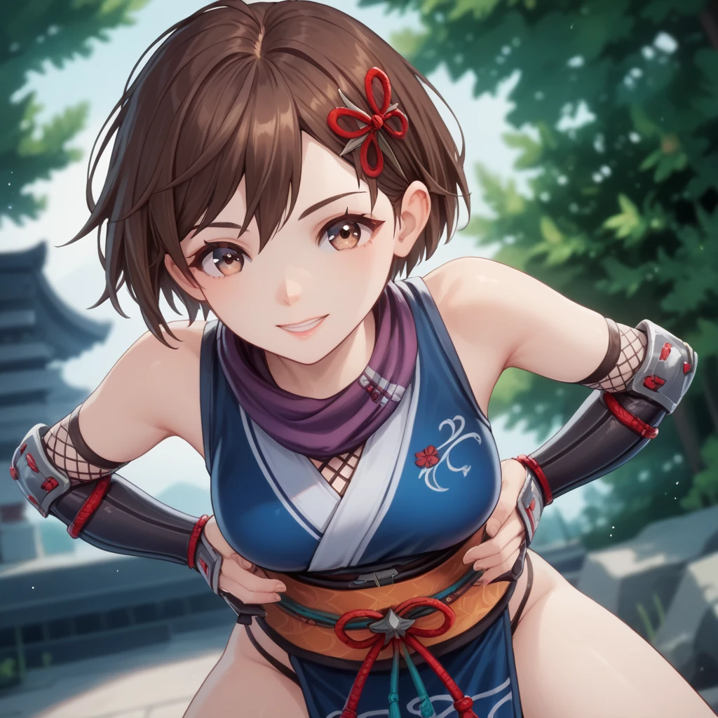 Medieval fantasy worldview、Cowboy Shot、Highest quality、masterpiece、Highest Resolution、movie、photograph、A vividly colored anime picture、female martial artist:1.3、Short:1.3、brown hair、Very short twin tails、Green Chinese training clothes:1.3、stern smile、Small breasts、temple、noon、blue sky、Kung Fu Stance:1.3、bare hands:1.3
