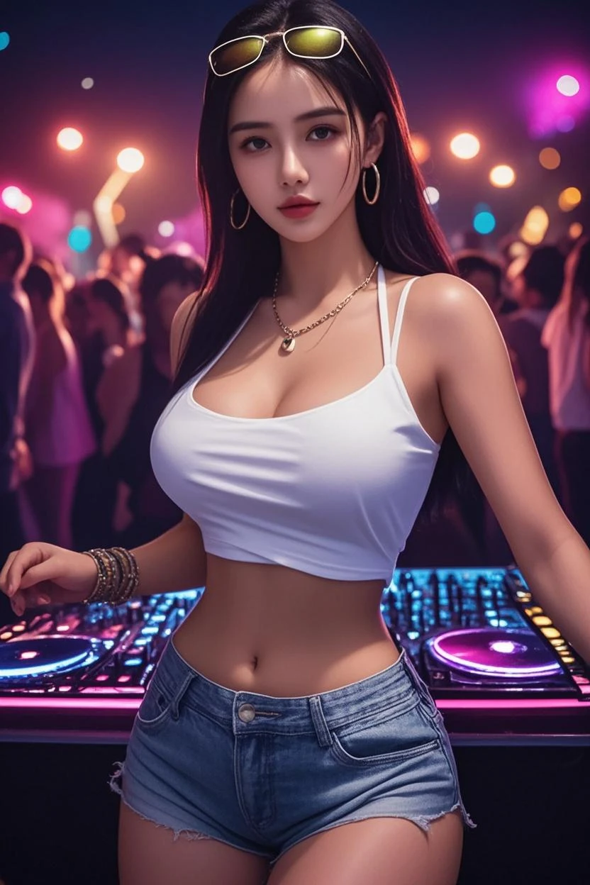 1girl, standing, in the club, clear light, detailed face, detailed eyes, huge breasts, asian goddess, beautiful skin, indonesian face, looking at the audience,(8k, RAW photo, best quality, masterpiece: 1.17), (realistic, realistic: 1.21), ultra-high resolution