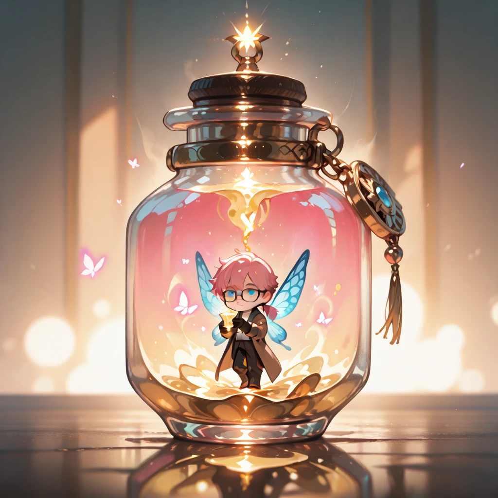 Best picture quality, fairy tale world, young 5 year old boy in prince costume, single red rose, holding glass dome with red rose, happy smile, great smile, very cute boy, amazingly very large round shining eyes, golden hair, desert background, image from the story of the prince of the stars,