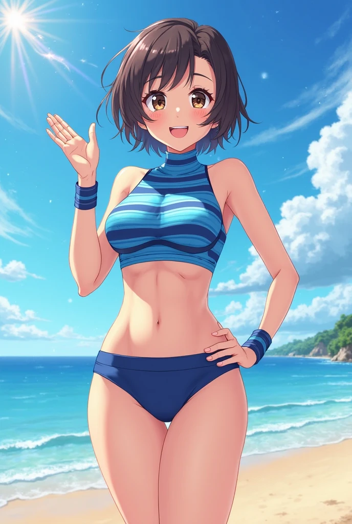 (RAW photo, best quality), 1girl,  natural lighting, outdoor, 
 <lora:srw_og_rio_mei_long_v1_2-000003:1>, srw_rio_mei_long, smile,
beach, bikini, ocean,