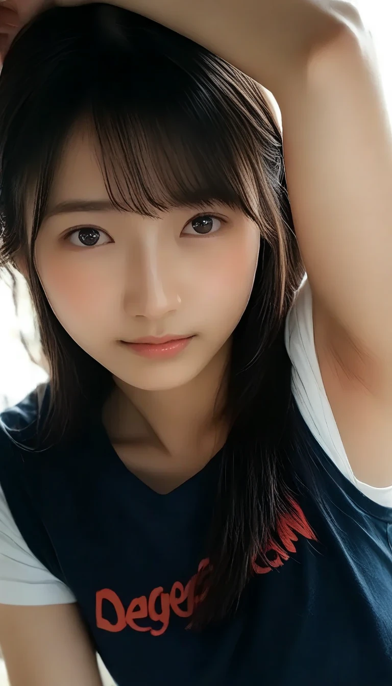 (Skin blemishes:1.2), (Skin Dentition), black eye, 1woman, 18-year-old(((woman))), solo, Realistic, Best image quality, Photorealistic, masterpiece, 8k, High resolution, solo, Highly detailed face, (Professional Lighting、Bokeh Depth of Field), (Particles of light、Lens flare、Luminous Particles:0.6), (Dynamic Pose:1.2), Soft lighting, View from above, Fashionable and trendy atmosphere, Japanese, Street, Tokyo, port, Sky tree ((Daytime)), null, ((Look at the viewers:1)), (looking at the camera)、(Portrait:0.6)、Cowboy Shot、Gorgeous、standing、Maintain the original face proportions、Broad shoulders、(((Small breasts)))、Whole Body Ezbian、(Medium chest)、(Medium Hair)、Brown haired、Floating Hair、Lips、mouth紅、A seductive smile、Floating Hair、Laughter、Open_mouth、teeth、(White camisole)、eyelash、Mole、(Mole under the eyes:1)、Selfie