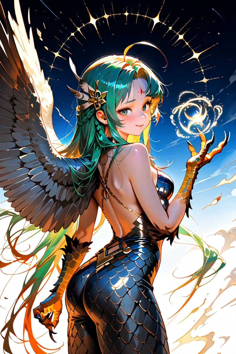 Aqua, Elfgirl (Dynamic Angle:1.4), ((Pose de cuerpo entero:1.5), (De color:1.2), (fondo de pantalla extremadamente detallado de la unidad CG 16k:1.1), (Fuerza que elimina ruido: 1.45), (tObra maestra:1.37), ((Arte Oficial)), (De color:1.2), Todo el cuerpo es de color amarillo dorado, suspendido en el aire, sim, Big Wings, Dios Rayos, destellar, Luz brillante, ((Obra maestra)), ((La mejor calidad)), UHD, Galardonado
